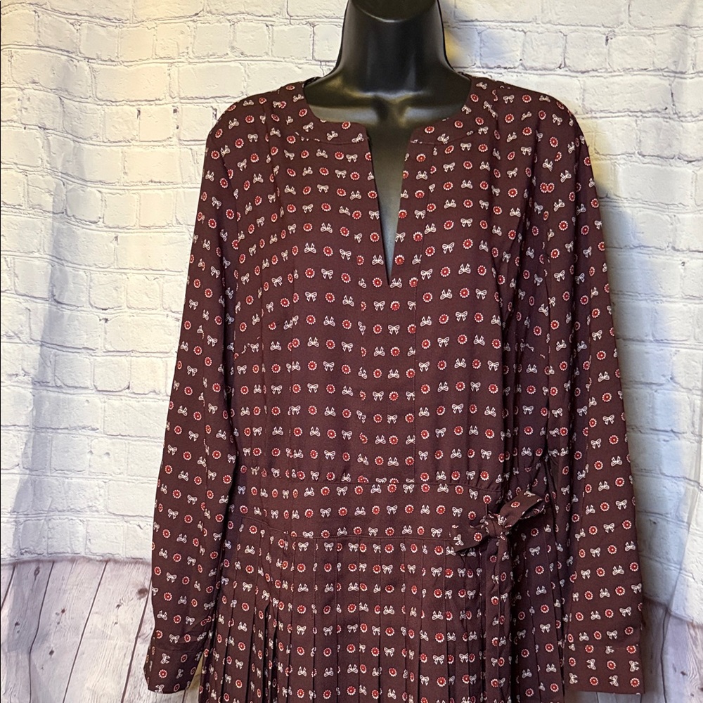 LOFT Elegant Maroon Patterned Dress - Picture 3 of 14